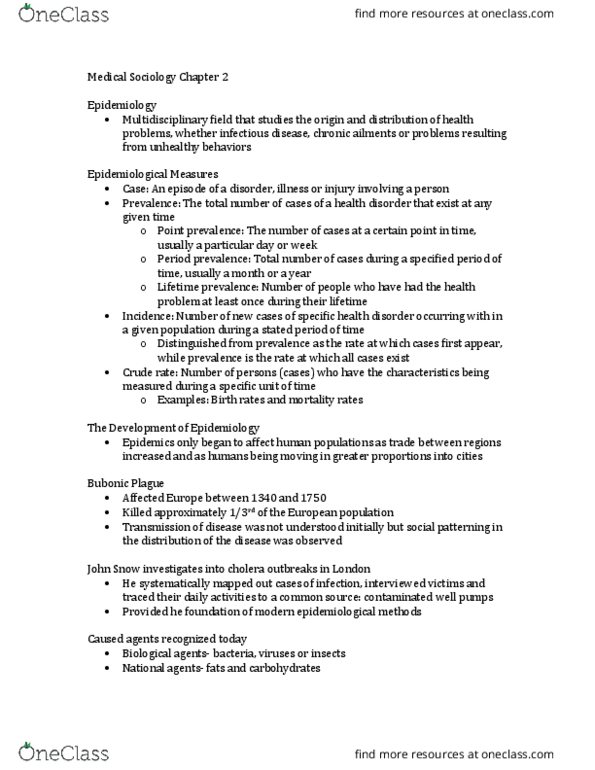 SOC 340 Chapter Notes - Chapter 2: Influenza A Virus Subtype H5N1, American Medical Association, Avian Influenza thumbnail