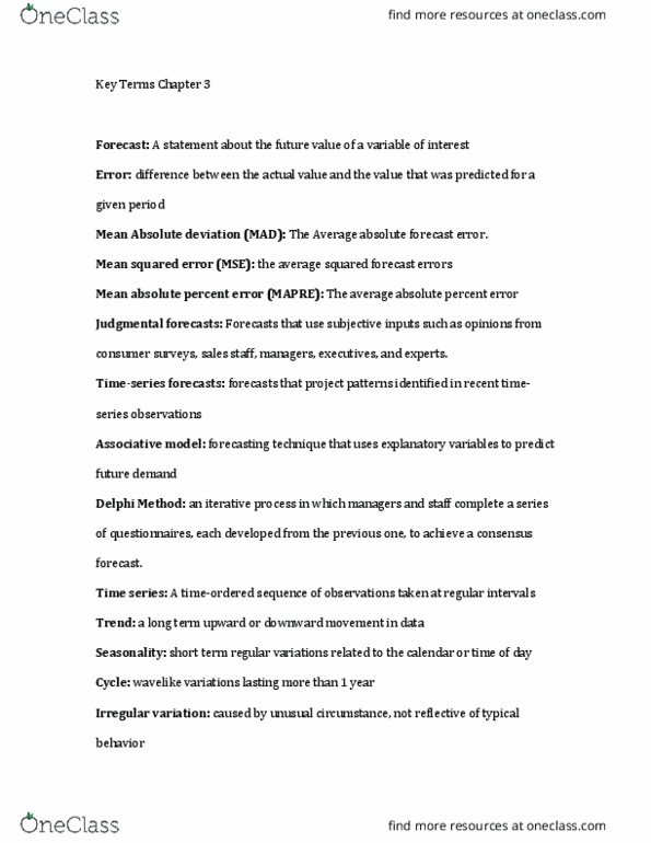 DSCI 304 Chapter Notes - Chapter 3: Standard Error, Exponential Smoothing, Control Chart thumbnail