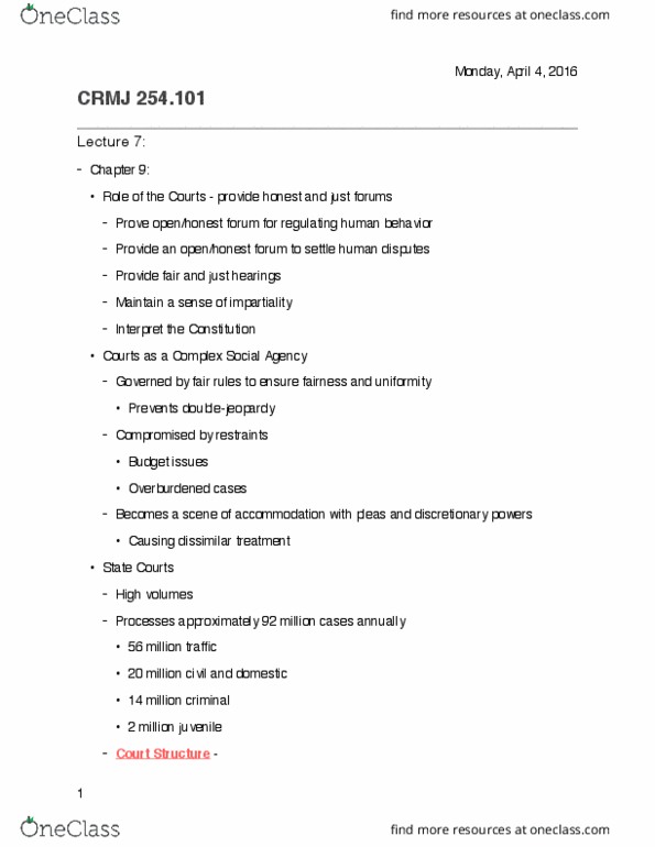 CRMJ 254 Lecture Notes - Lecture 7: General Jurisdiction, Perjury, Cross-Examination thumbnail