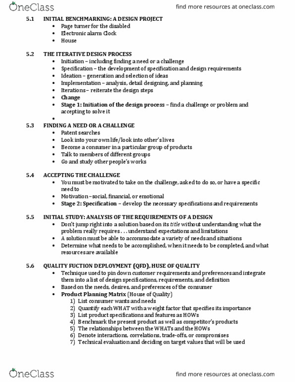 ME 234 Lecture Notes - Lecture 5: Decision Matrix, Quality Function Deployment, Requirement thumbnail