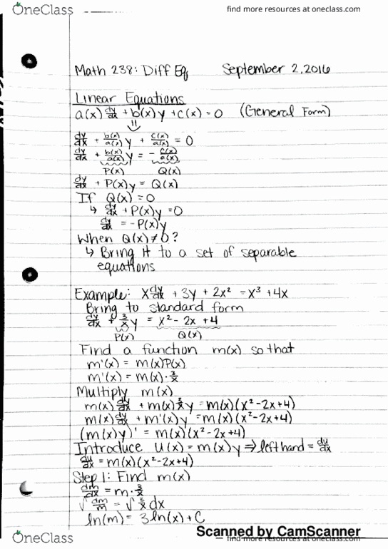 MATH 238 Lecture 8: Diff Eq September 2 thumbnail