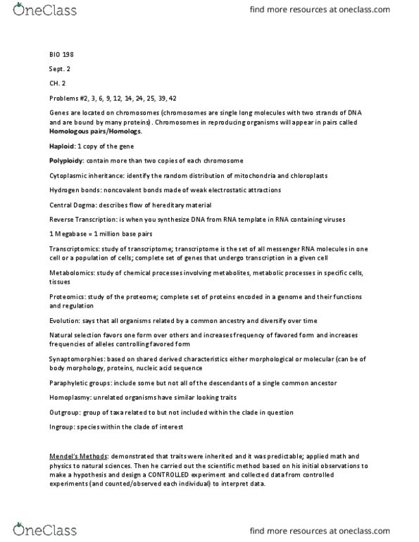 BIO 198 Lecture Notes - Lecture 8: Umber, Genetic Linkage, Heredity thumbnail