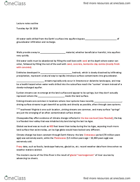 GEOS 1004 Lecture Notes - Lecture 10: Volcanic Ash, Vise, Bentonite thumbnail