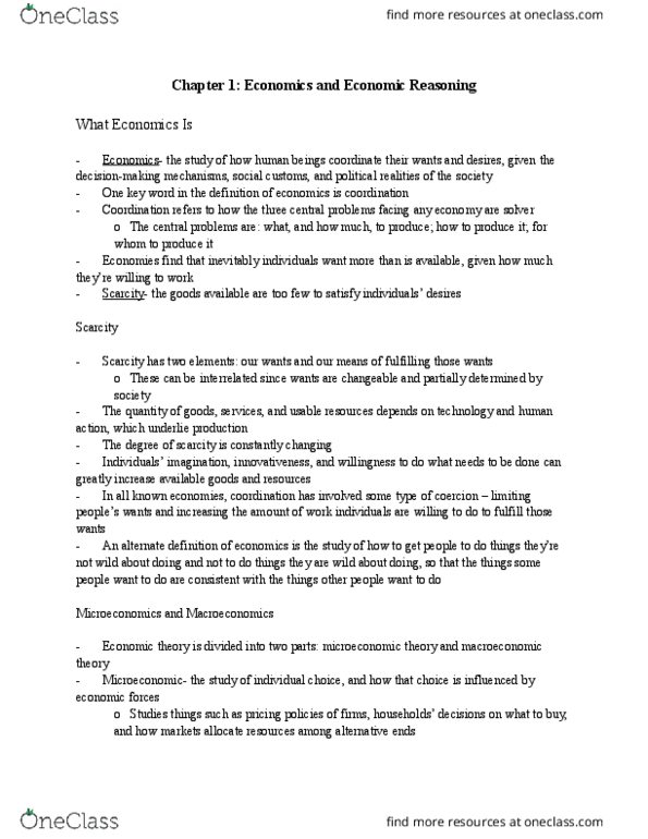 ECON-100 FA4 Chapter Notes - Chapter 1: Scientific Control, Predictably Irrational, Microeconomics thumbnail