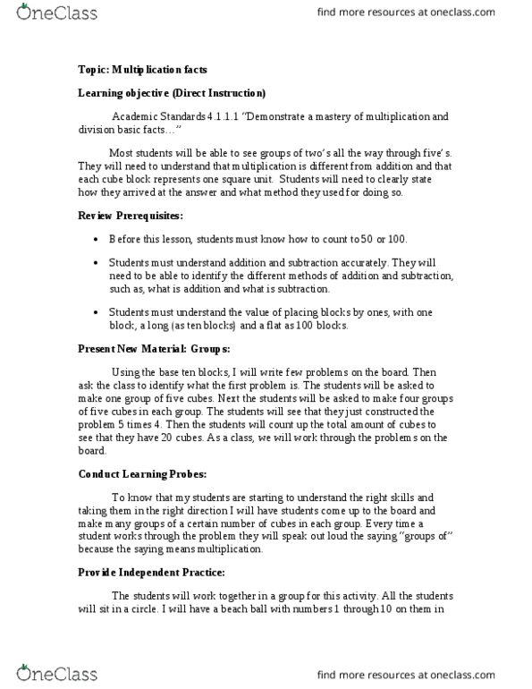 EDUC-P - Education EDUC-P 251 Lecture Notes - Lecture 9: Beach Ball, Direct Instruction thumbnail