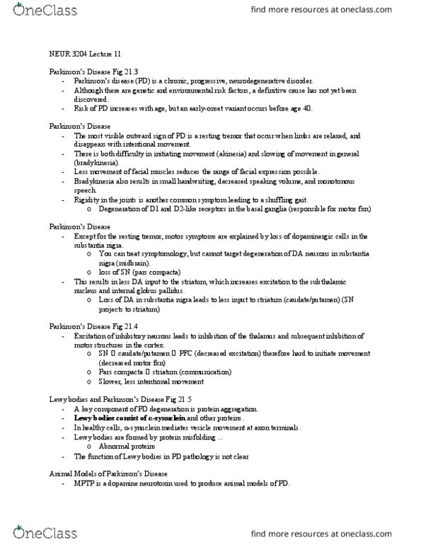 NEUR 3204 Lecture Notes - Lecture 11: Autoimmune Disease, Headache, Down Syndrome thumbnail