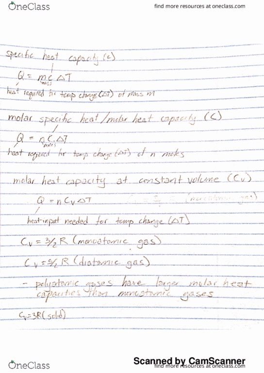 PHYS 157 Chapter 1: Thermodynamics Notes thumbnail