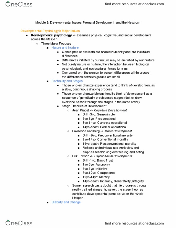 PSYC 101 Chapter Notes - Chapter 9: Fetus, Habituation, Fetal Alcohol Spectrum Disorder thumbnail