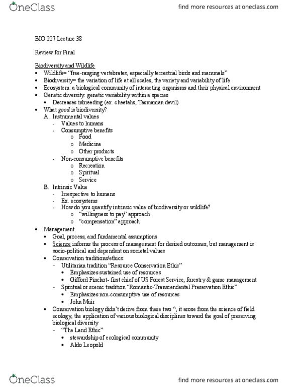 BIO 227 Lecture Notes - Lecture 38: United States Forest Service, Land Ethic, Applied Science thumbnail