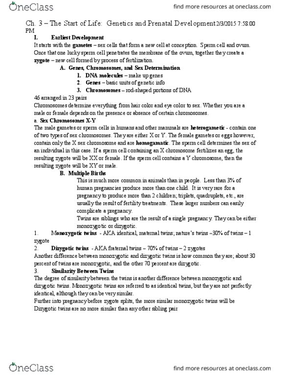 PSYC 2076 Lecture Notes - Lecture 3: Preterm Birth, Umbilical Cord, Heredity thumbnail