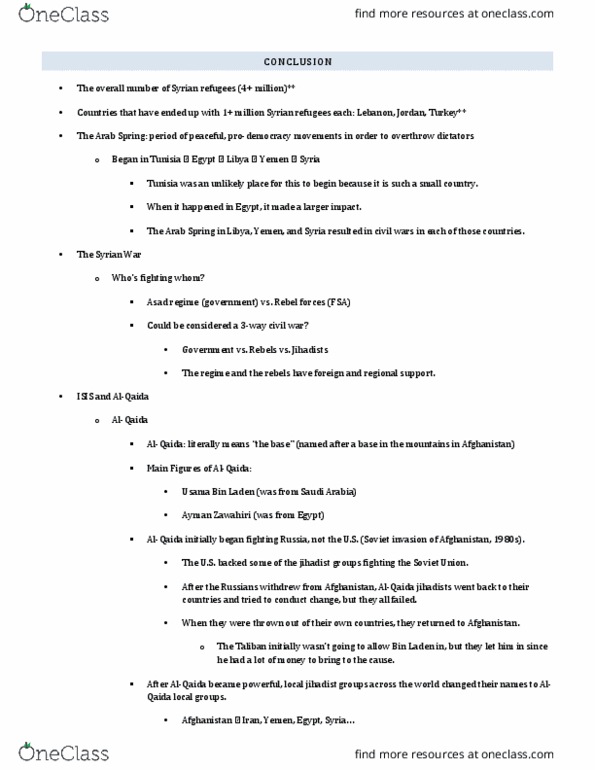 PS 1200 Lecture Notes - Lecture 20: Refugees Of The Syrian Civil War, Ayman Al-Zawahiri, Al-Qaeda thumbnail