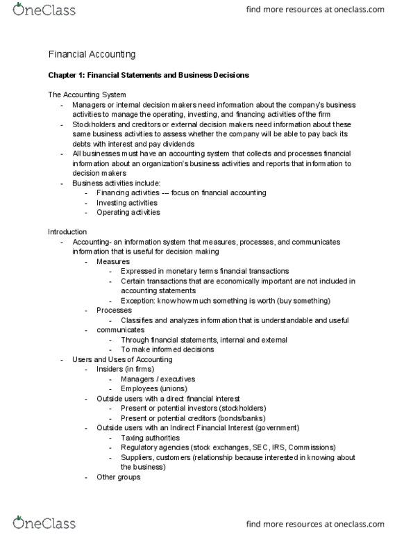 ACCT1021 Chapter Notes - Chapter 1: Cash Flow Statement, International Financial Reporting Standards, Financial Accounting Foundation thumbnail