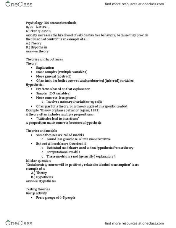 PSY 250 Lecture Notes - Lecture 5: Deductive Reasoning, Confirmation Bias, Strong Inference thumbnail