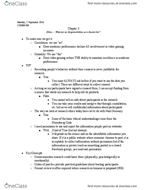 COMM 308 Lecture Notes - Lecture 4: Intentionality, Nuremberg Code, Disclose thumbnail