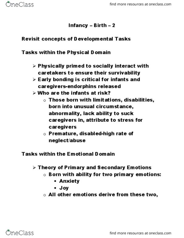 HDFS 1070 Lecture Notes - Lecture 6: Tantrum, Attachment In Adults, Social Emotions thumbnail