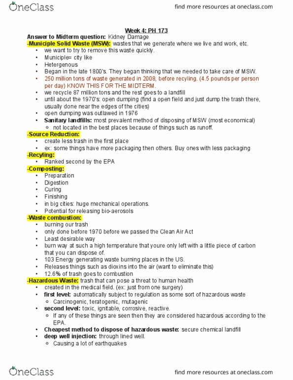 PUBHLTH 173 Lecture Notes - Lecture 4: Digestion, Teratology, Compost thumbnail