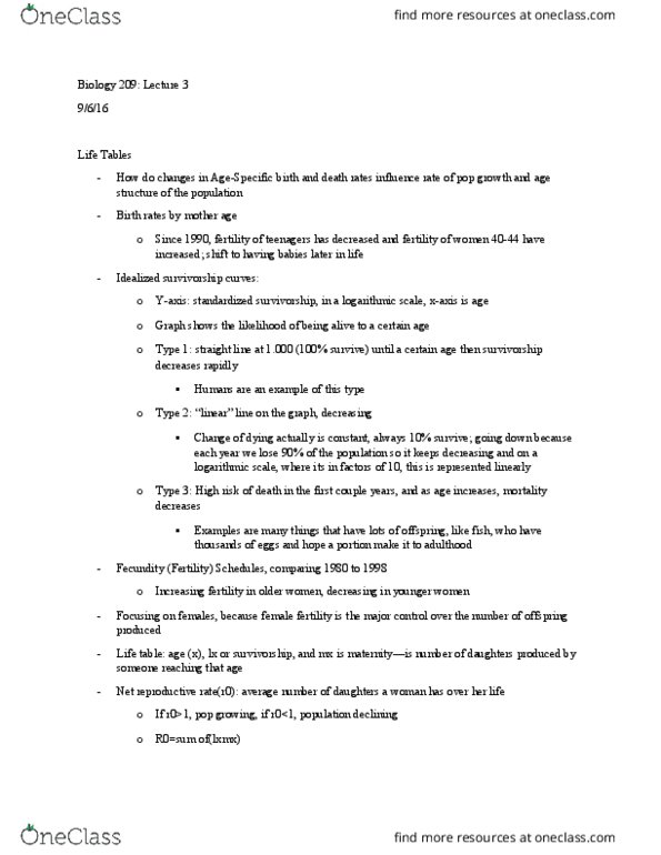 BIOLOGY 290 Lecture Notes - Lecture 3: 0 (Year), Diagonal, Logarithmic Scale thumbnail