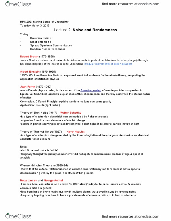 HPS203H1 Lecture Notes - Lecture 2: Photon, Frequency-Hopping Spread Spectrum, Harry Nyquist thumbnail