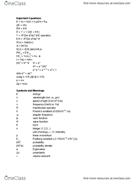 Chem 1b Study Guide Spring 16 Midterm Angular Frequency Pauli Exclusion Principle Fluorine