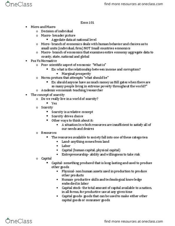 ECON 101 Lecture Notes - Lecture 1: Marginal Cost, Marginal Utility, Planned Economy thumbnail