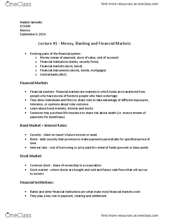 ECO349H5 Lecture Notes - Lecture 1: Fiscal Policy, Business Cycle, Monetary Policy thumbnail