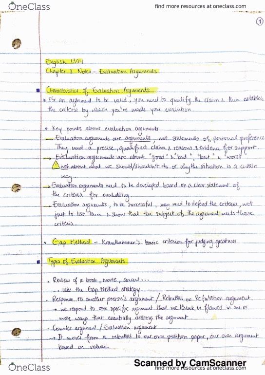 ENGL 1304 Chapter 8: English 1304 - Chapter 8 Brief Notes thumbnail