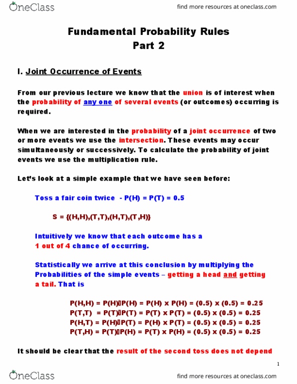 BAN 001 Chapter Notes - Chapter 3.5: Conditional Probability, Sample Space, Mutual Exclusivity thumbnail