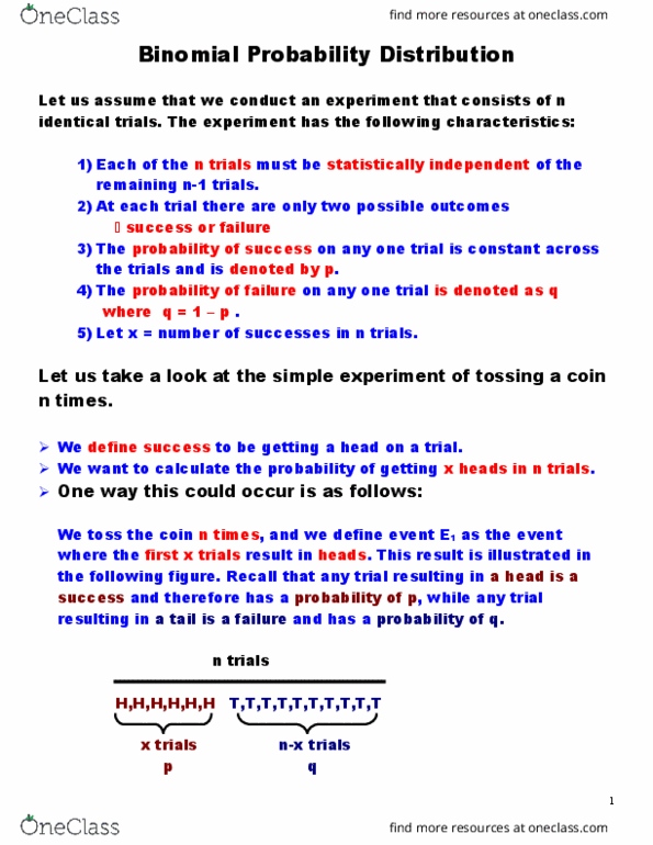 BAN 001 Chapter Notes - Chapter 6: Binomial Distribution thumbnail