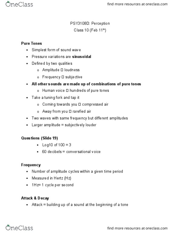 PSY 3108 Lecture Notes - Lecture 10: Incus, Stirrup, Mcgurk Effect thumbnail