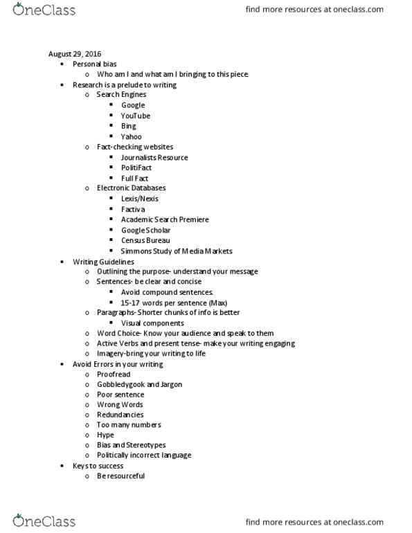 JTC 351 Lecture Notes - Lecture 2: Retail, Politifact.Com, Gibberish thumbnail