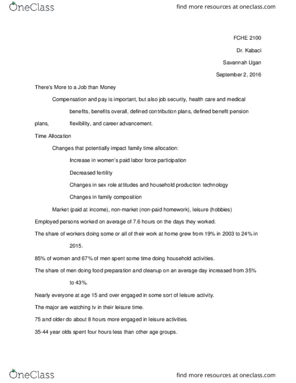 FHCE 2100 Lecture Notes - Lecture 7: Comparative Advantage, Opportunity Cost thumbnail