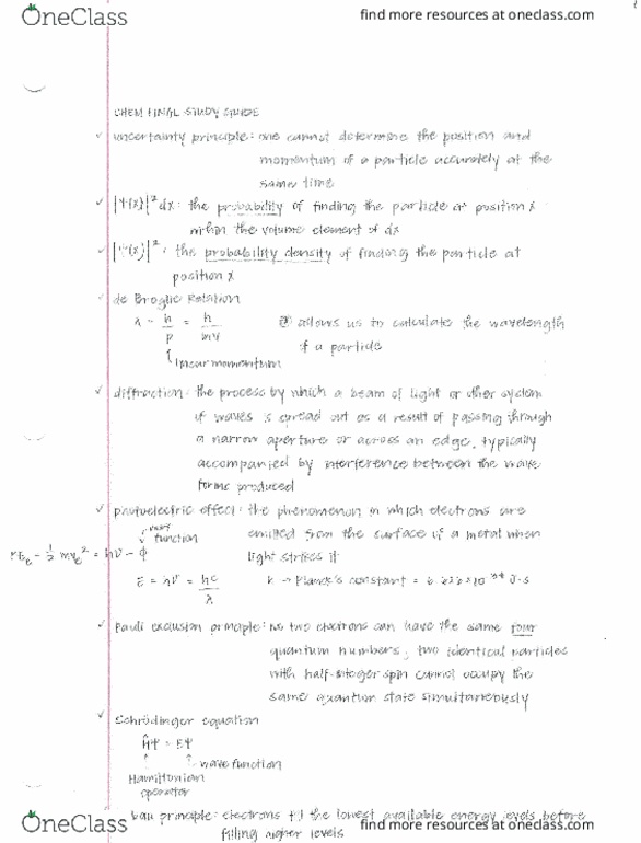 CHEM 1B Final: Final Study Guide - OneClass