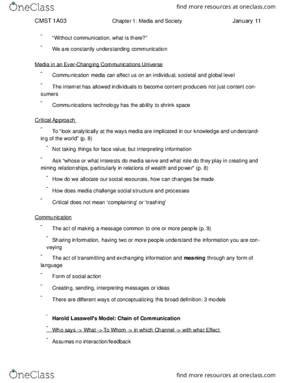 CMST 1A03 Lecture 2: Introduction: Media & Society thumbnail