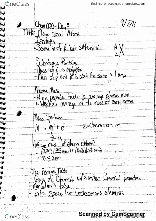 CHM 030 Lecture 5: Chem Notes Day 5 thumbnail