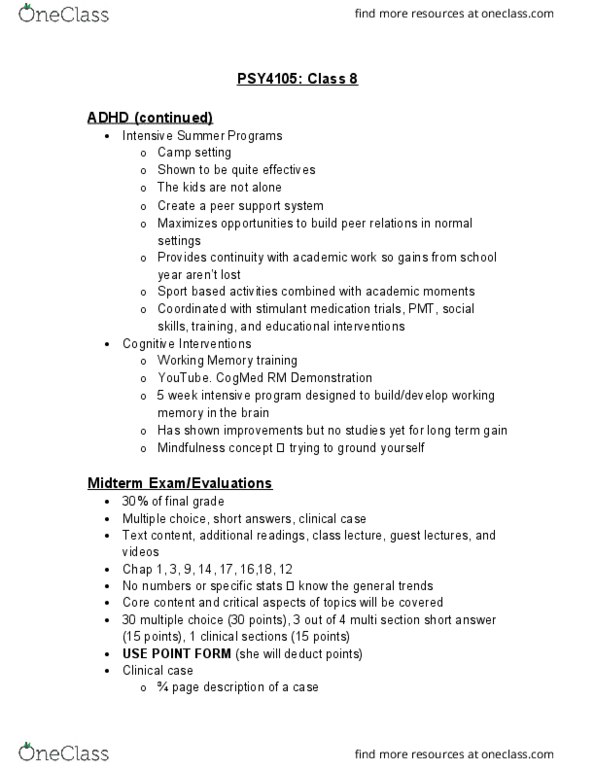 PSY 4105 Lecture Notes - Lecture 8: Dsm-5, Comorbidity, Oppositional Defiant Disorder thumbnail