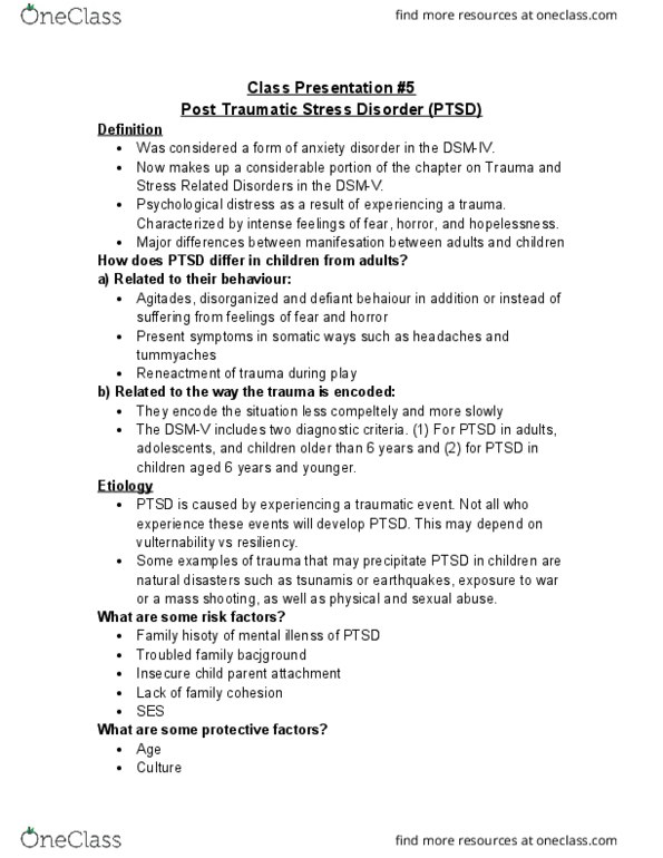 PSY 4105 Lecture Notes - Lecture 22: Cognitive Behavioral Therapy, Psychoeducation, Free Recall thumbnail