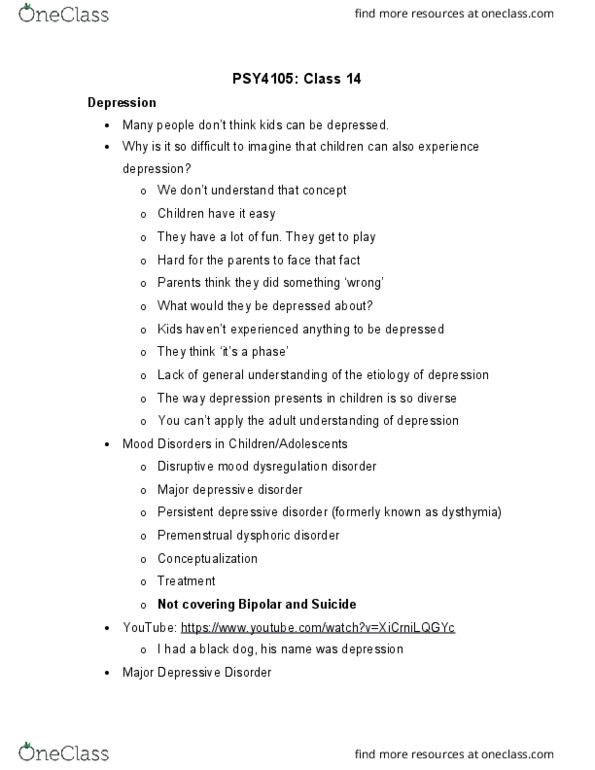 PSY 4105 Lecture Notes - Lecture 14: Specific Phobia, Dsm-5, Separation Anxiety Disorder thumbnail