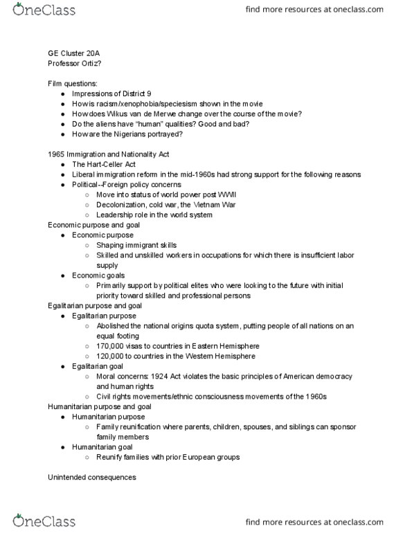 GE CLST 20A Lecture Notes - Lecture 11: H-1B Visa thumbnail