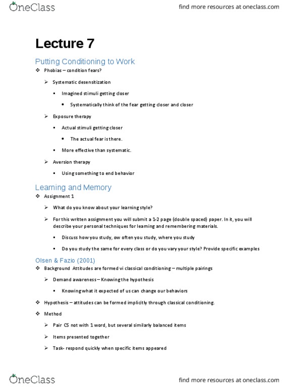 PSY 352 Lecture Notes - Lecture 5: Implicit-Association Test, Closed-Circuit Television, Systematic Desensitization thumbnail