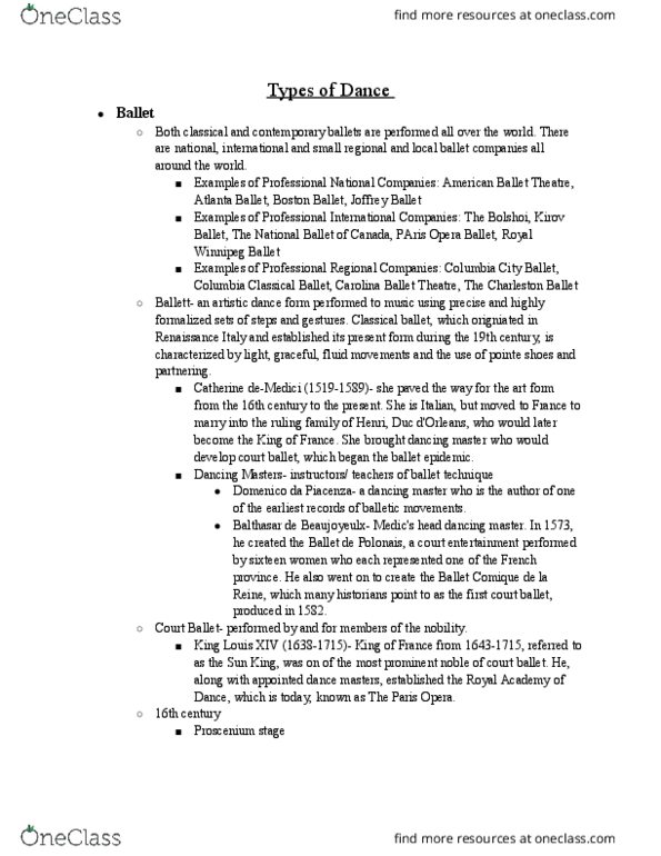 DANC 101 Lecture Notes - Lecture 4: The Sleeping, Kidd Pivot, Tamara Rojo thumbnail
