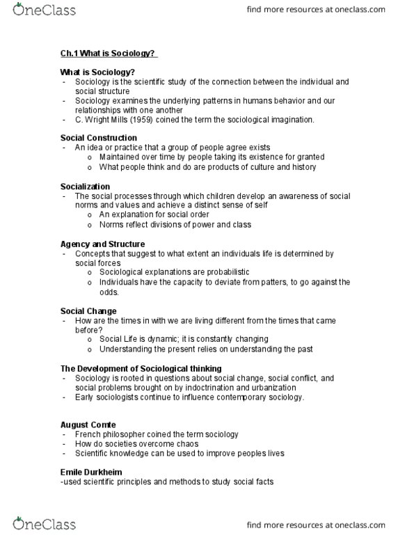 SOC 101 Lecture Notes - Lecture 1: Double Consciousness, Harriet Martineau, Social Stratification thumbnail