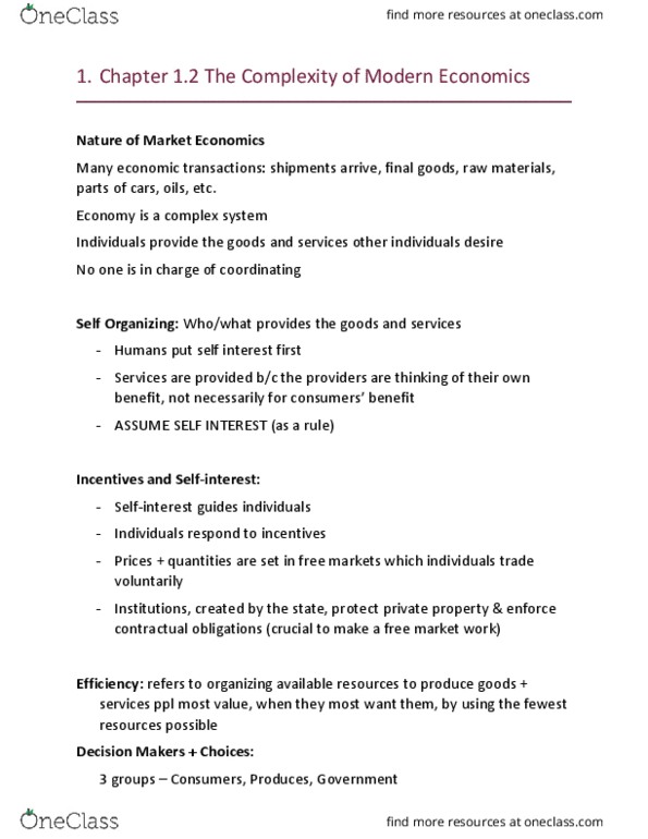 ECON 208 Lecture Notes - Lecture 1: Comparative Advantage, Mixed Economy, Division Of Labour thumbnail