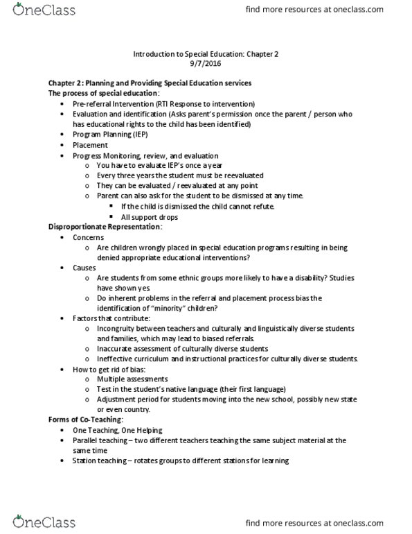 SPECED 101 Lecture Notes - Lecture 2: Individualized Education Program, Cooperative Learning thumbnail