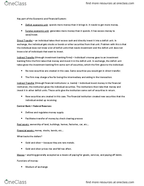 FINC 409 Lecture Notes - Lecture 2: Bretton Woods System, Repurchase Agreement, Monetarism thumbnail