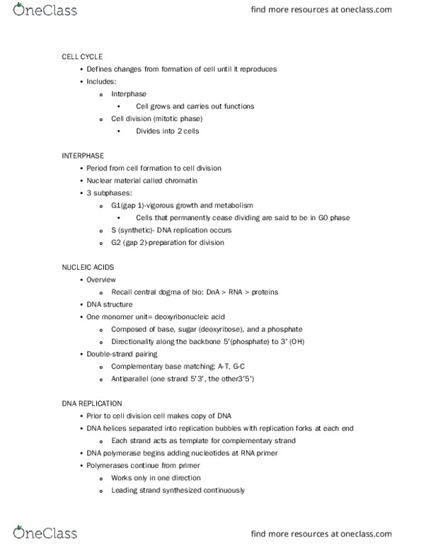 BIOL 243 Lecture Notes - Lecture 5: Hyperplasia, Immune System, Golgi Apparatus thumbnail