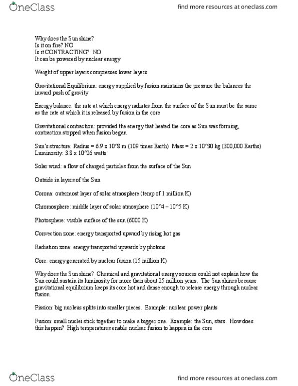 CAS AS 101 Chapter Notes - Chapter 14: Solar Neutrino Problem, Thermostat, Convection Zone thumbnail