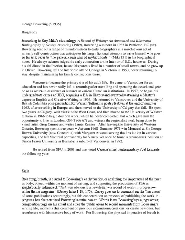 English 2060E Lecture Notes - Strait Of Juan De Fuca, Archibald Menzies, George Bowering thumbnail