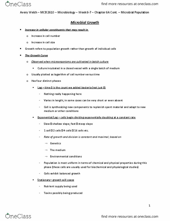 MCB 2610 Chapter Notes - Chapter 6A: Programmed Cell Death, Toxic Waste, Microorganism thumbnail