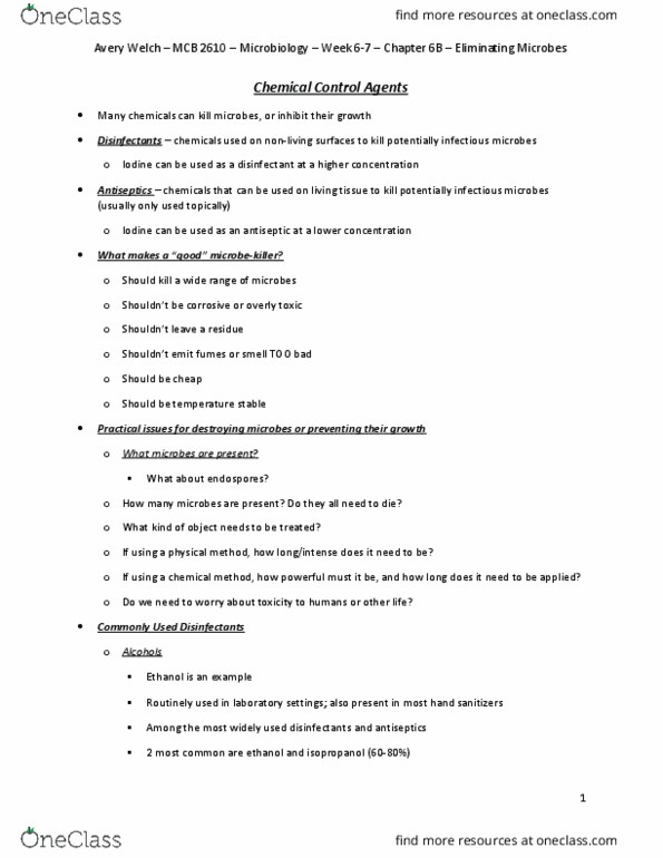 MCB 2610 Chapter Notes - Chapter 6B: Bromine, Fluorine, Astatine thumbnail