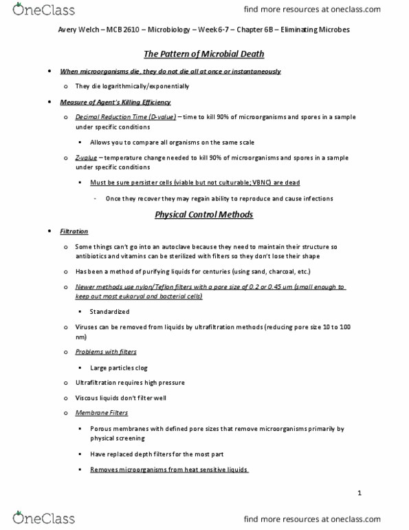 MCB 2610 Chapter Notes - Chapter 6B: Louis Pasteur, French Wine, Pasteurization thumbnail